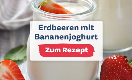 Rezept für Erdbeeren mit Bananenjoghurt
