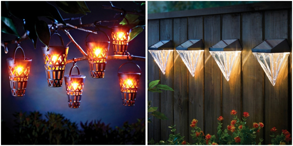 Une mer de lumières : des lampes solaires sont suspendues à un arbre et à une clôture
