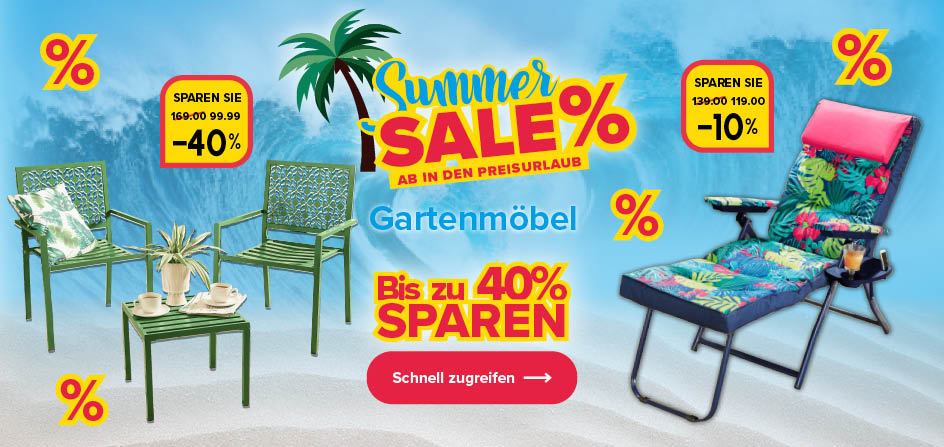 Sparen Sie bis zu 40% auf Gartenmöbel